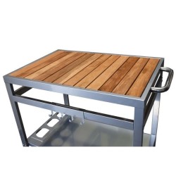 COOK'IN GARDEN Desserte de jardin Media pour plancha - Métal et bois - 80 x 55 cm - Gris