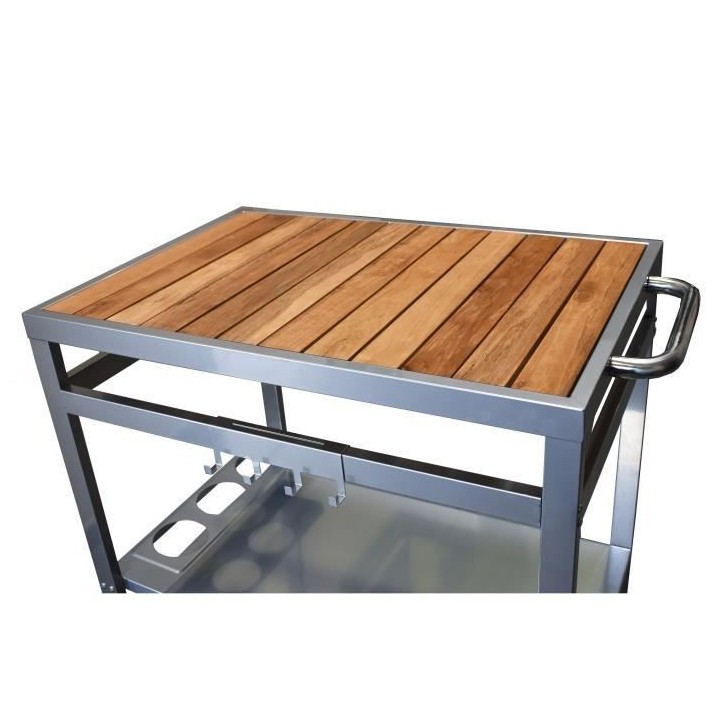 COOK'IN GARDEN Desserte de jardin Media pour plancha - Métal et bois