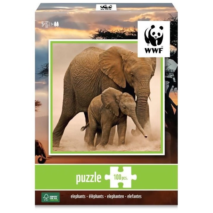 WWF Puzzle 100 pieces Elephants