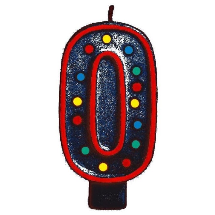 AMSCAN Bougie 0 - 13,3 cm - Blanc et pois