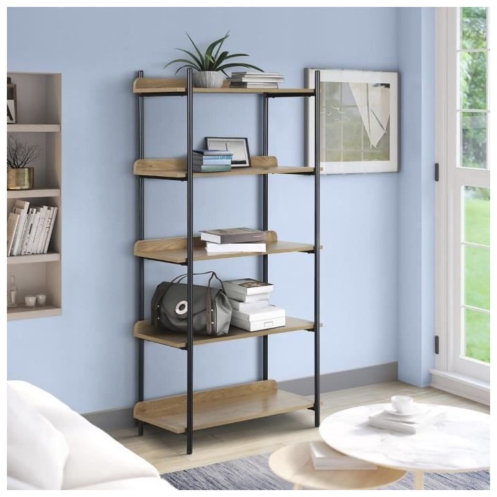 Étagere a 5 niveaux en métal - Pieds noir - ARNO