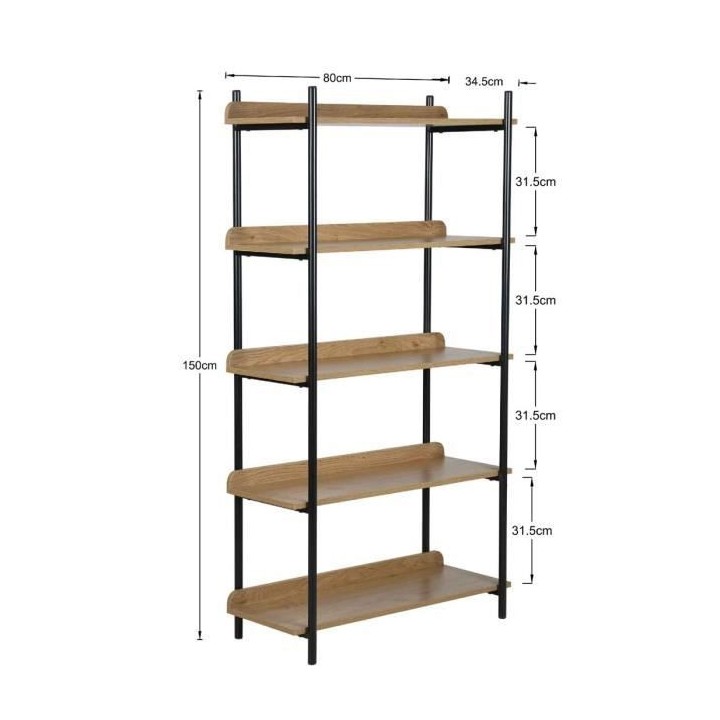 Étagere a 5 niveaux en métal - Pieds noir - ARNO