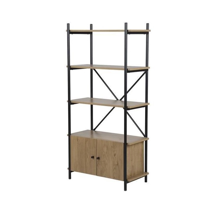 Bibliotheque 2 portes en métal - Pieds noir - ARTO