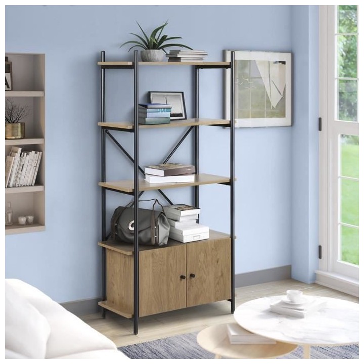 Bibliotheque 2 portes en métal - Pieds noir - ARTO