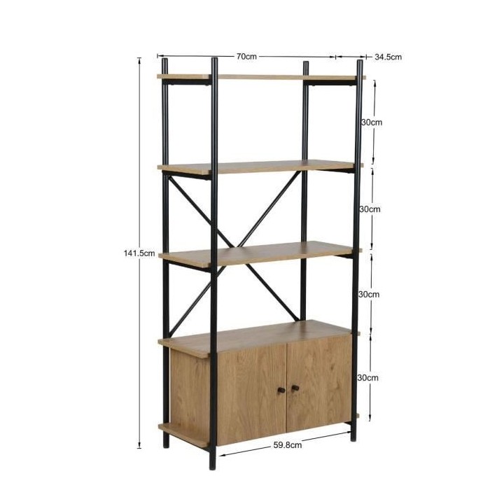 Bibliotheque 2 portes en métal - Pieds noir - ARTO