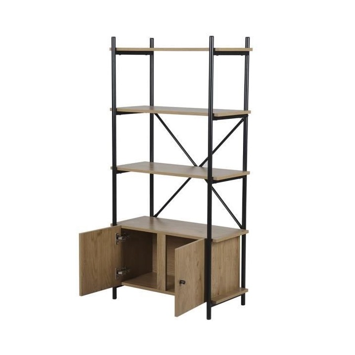 Bibliotheque 2 portes en métal - Pieds noir - ARTO