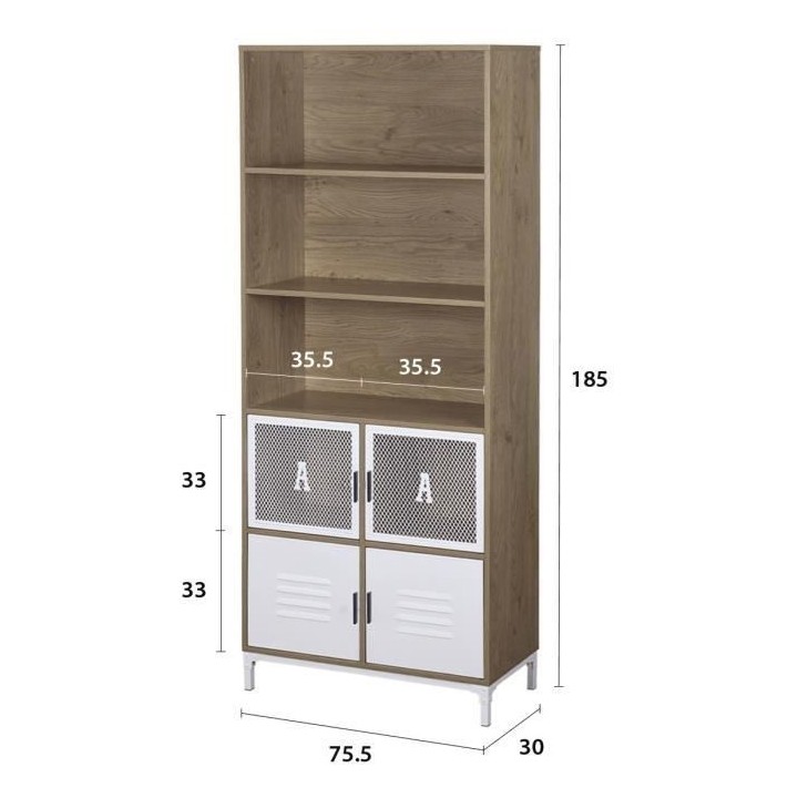 Bibliotheque ARTY - 4 portes - Pieds en métal blanc