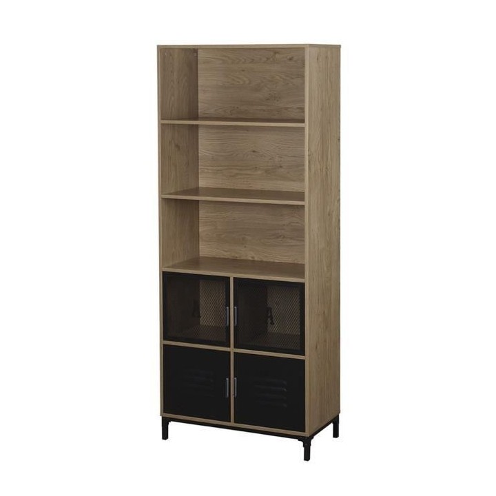 Bibliotheque ARTY - 4 portes - Pieds en métal noir