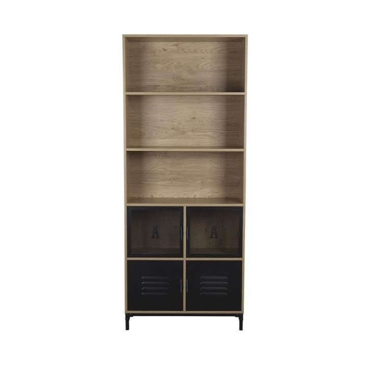 Bibliotheque ARTY - 4 portes - Pieds en métal noir