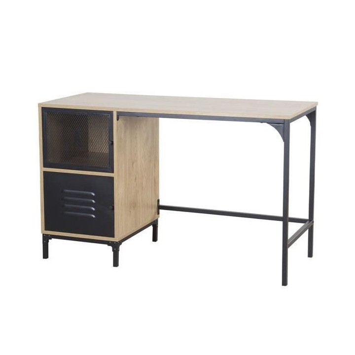Bureau de travail 2 portes en métal - Pieds noir - ARTY