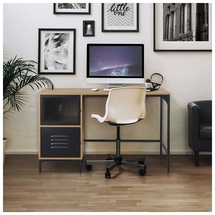 Bureau de travail 2 portes en métal - Pieds noir - ARTY