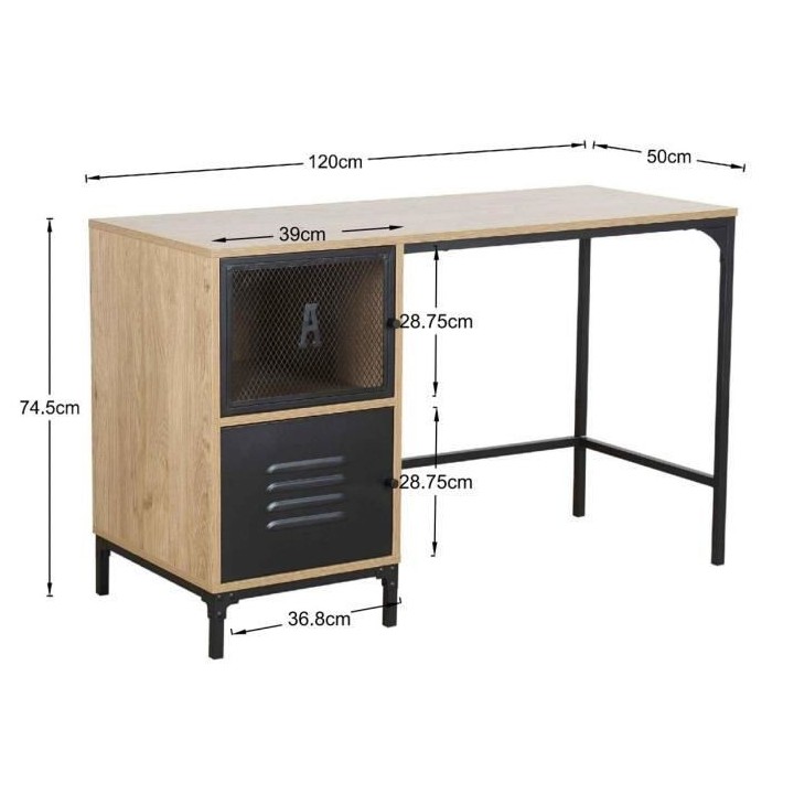 Bureau de travail 2 portes en métal - Pieds noir - ARTY