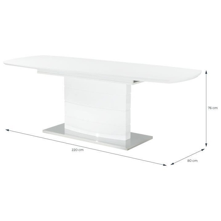 Table a manger extensible GRANADA - laqué blanc - 8-10 personnes - L1