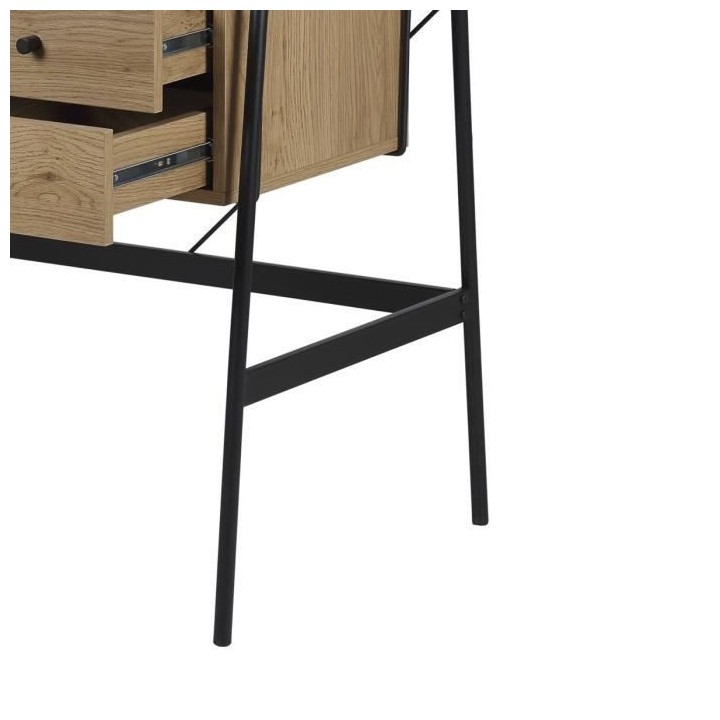 Bureau de travail 2 tiroirs en métal - Pieds noir - MENTOR