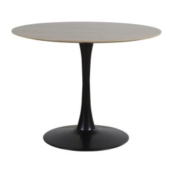 Table a manger ronde TULIPE - Décor noyer - Métal noir - 4 personnes