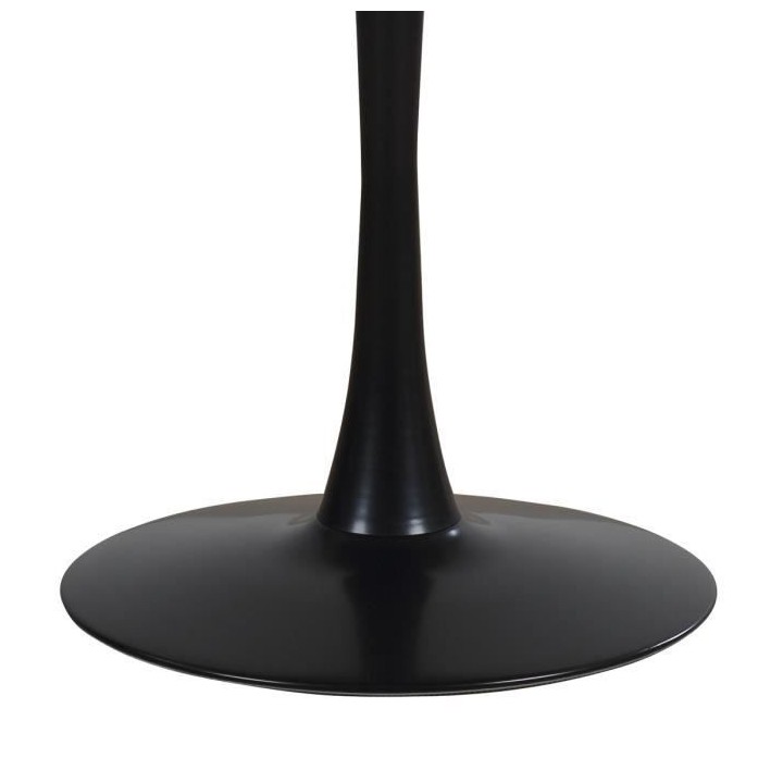 Table a manger ronde TULIPE - Décor noyer - Métal noir - 4 personnes