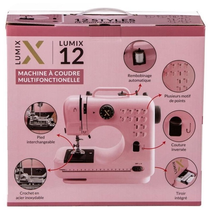 XLUMIX - LUMIX12/PGD- - Machine a coudre 12 programmes - 6 Watts - Ecr