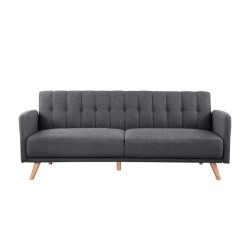 ANDERS Canapé 3 places scandinave convertible - Tissu anthracite - L 207 x P 94 x H 86 cm