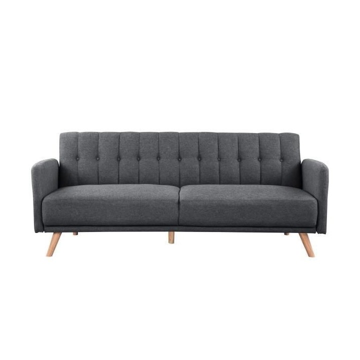ANDERS Canapé 3 places scandinave convertible - Tissu anthracite - L