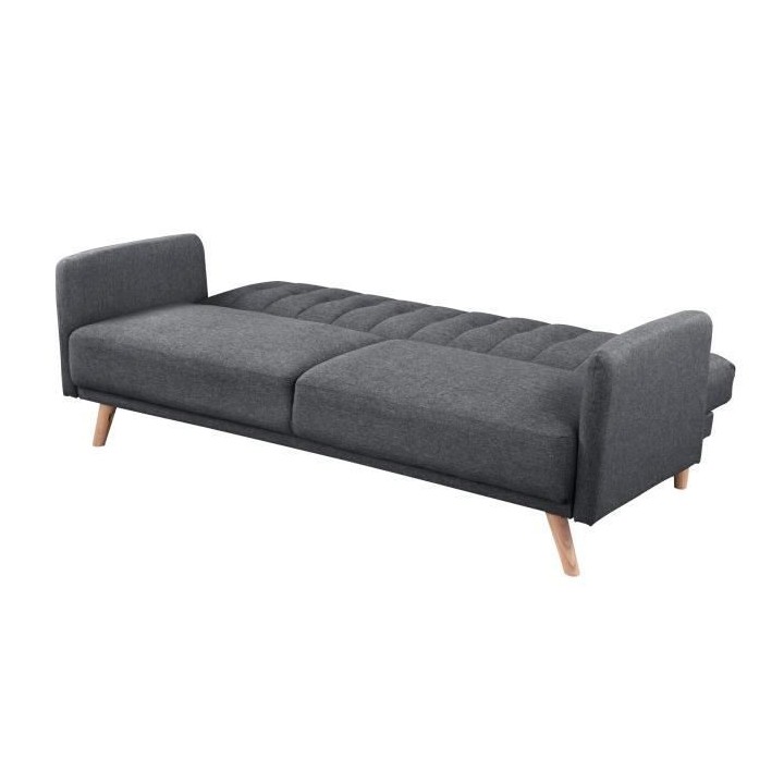 ANDERS Canapé 3 places scandinave convertible - Tissu anthracite - L