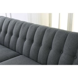 ANDERS Canapé 3 places scandinave convertible - Tissu anthracite - L 207 x P 94 x H 86 cm