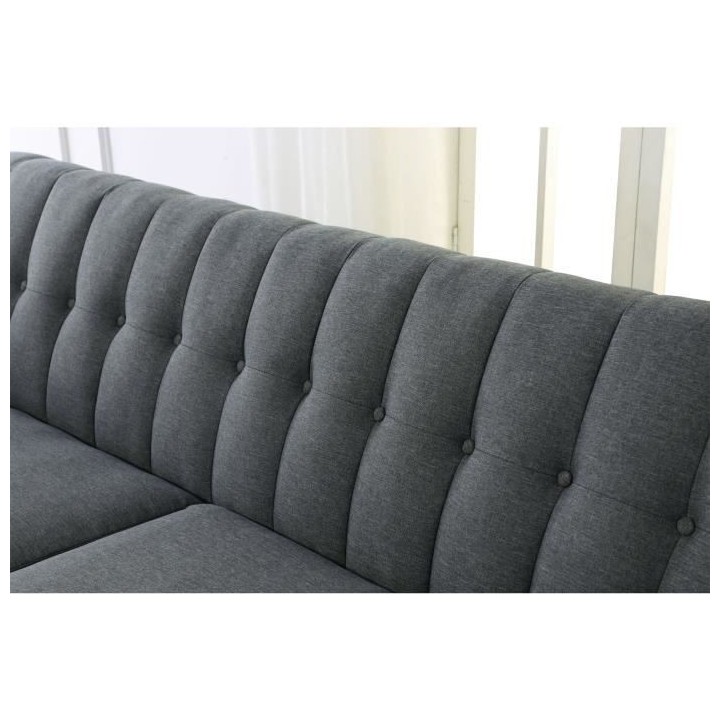 ANDERS Canapé 3 places scandinave convertible - Tissu anthracite - L