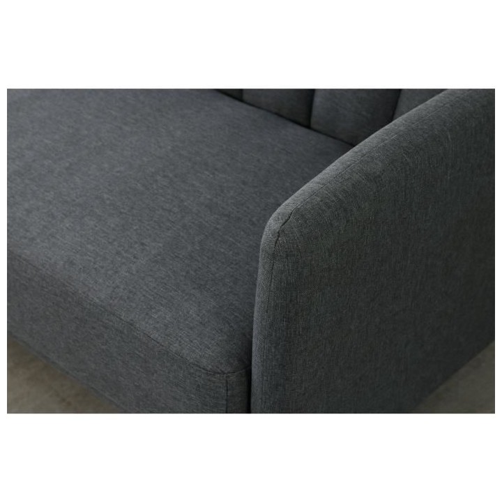 ANDERS Canapé 3 places scandinave convertible - Tissu anthracite - L