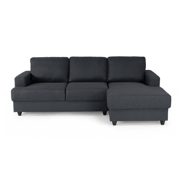 Canapé d'angle droit 4 places Paul - Tissu gris anthracite - L 215 x