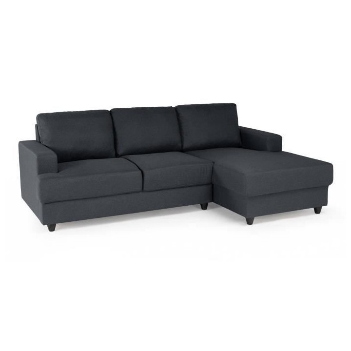 Canapé d'angle droit 4 places Paul - Tissu gris anthracite - L 215 x
