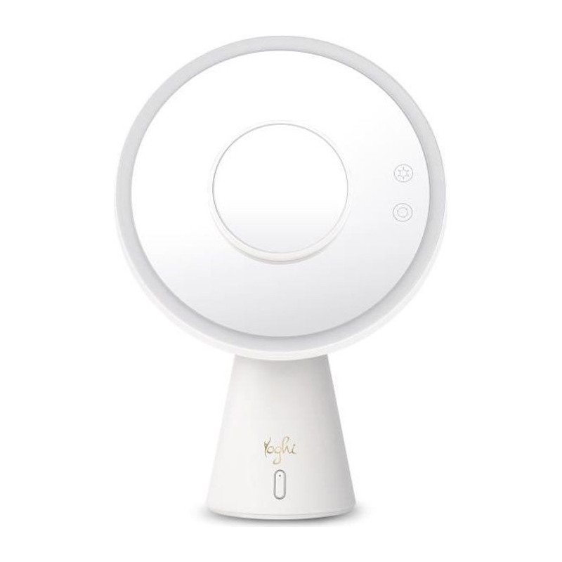 YOGHI Miroir Grossissant 3 en 1 - Lumiere LED Enceinte Bluetooth - 6W - Blanc