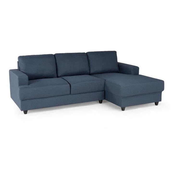 Canapé d'angle droit 4 places - Tissu bleu - Contemporain - L 215 x P