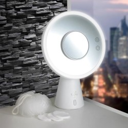 YOGHI Miroir Grossissant 3 en 1 - Lumiere LED Enceinte Bluetooth - 6W - Blanc