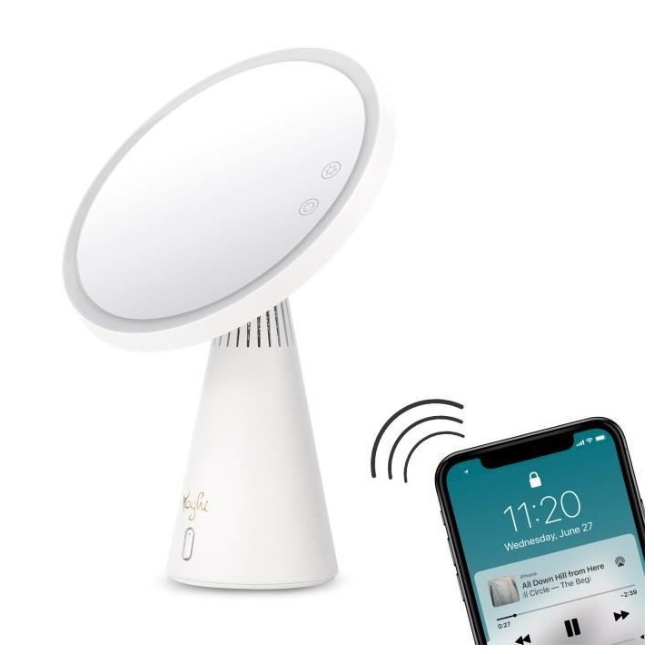 YOGHI Miroir Grossissant 3 en 1 - Lumiere LED Enceinte Bluetooth - 6W