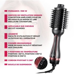 YOGHI AIR PRO2 Brosse soufflante - 1200W - 3 positions de température - Poignée ergonomique -Applicable cheveux secs et humide