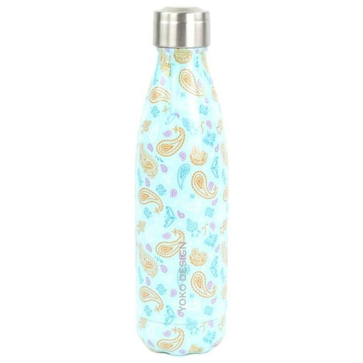 YOKO DESIGN - Bouteille isotherme de 500 ml décor Cachemire bleu