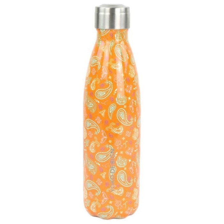YOKO DESIGN - Bouteille isotherme de 500 ml au motif Cachemire Orange