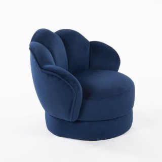 Fauteuil club enfant - Velours bleu nuit - Bois pin massif - L 47,5 x