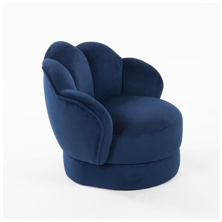 Fauteuil club enfant - Velours bleu nuit - Bois pin massif - L 47,5 x