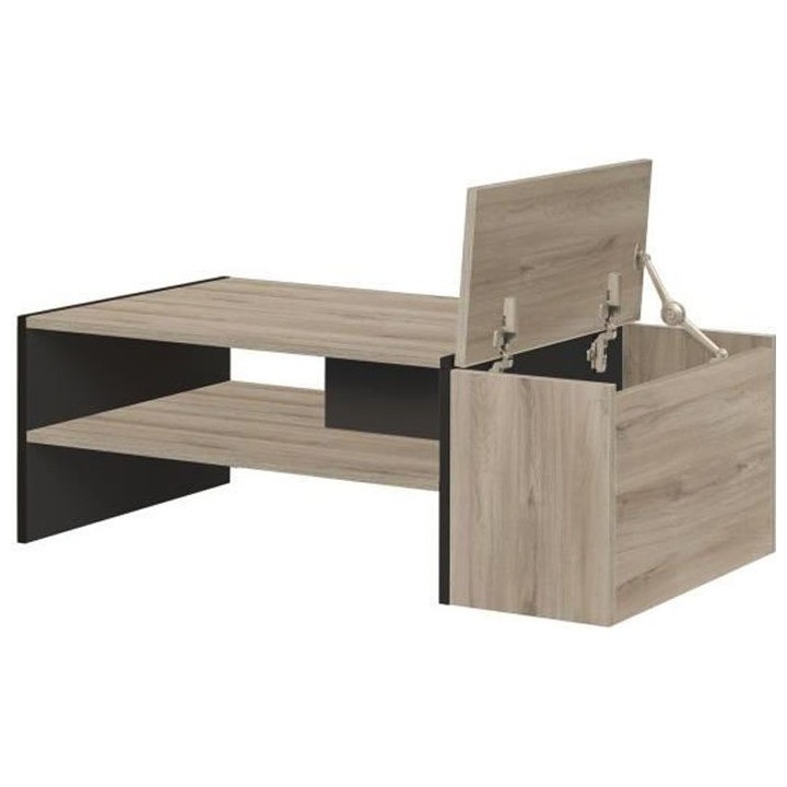 Table basse bar Gami - Made in France - Décor chene noir - Style indu