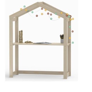 WEBER Bureau cabane enfant 120 cm en pin massif - Plateau réglable en
