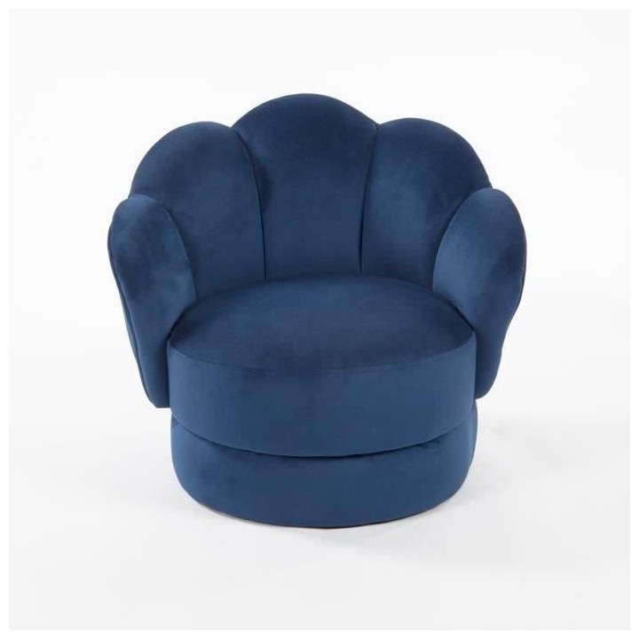 Fauteuil club enfant - Velours bleu nuit - Bois pin massif - L 47,5 x