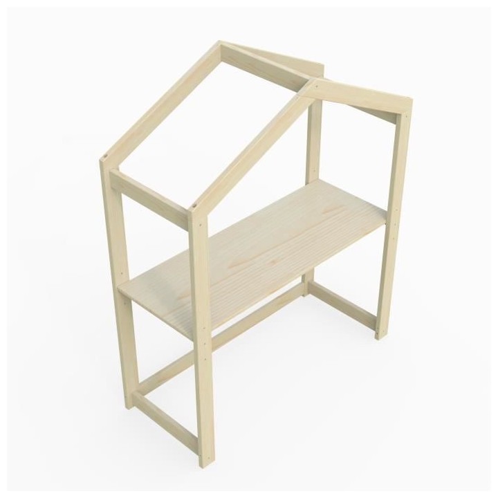 WEBER Bureau cabane enfant 120 cm en pin massif - Plateau réglable en