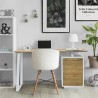 Bureau 3 tiroirs - Décor bois et blanc - L 140 x P 60 x H 76 - BERLIN