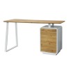 Bureau 3 tiroirs - Décor bois et blanc - L 140 x P 60 x H 76 - BERLIN