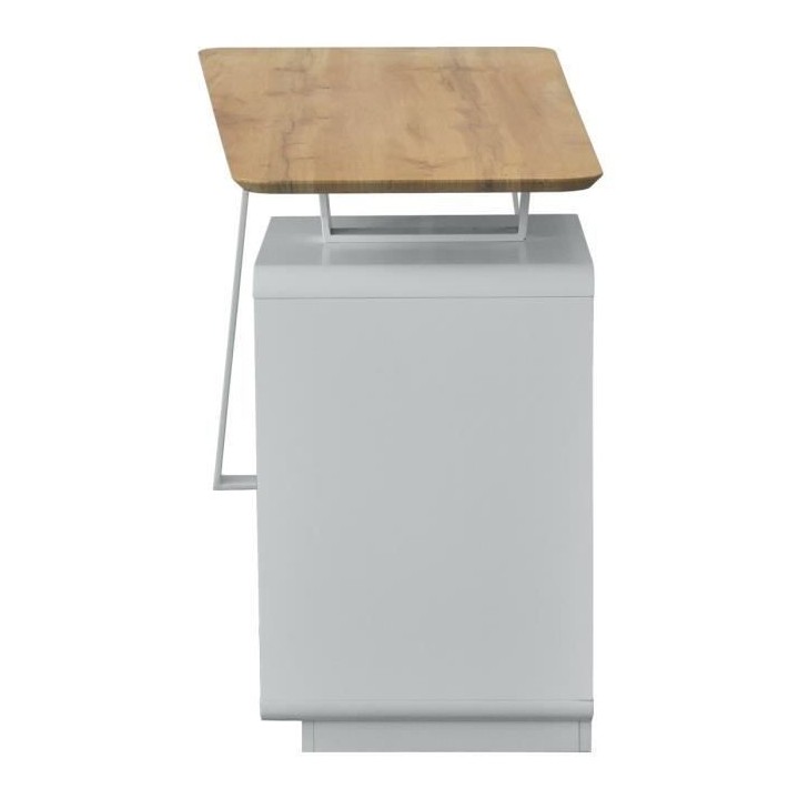 Bureau 3 tiroirs - Décor bois et blanc - L 140 x P 60 x H 76 - BERLIN
