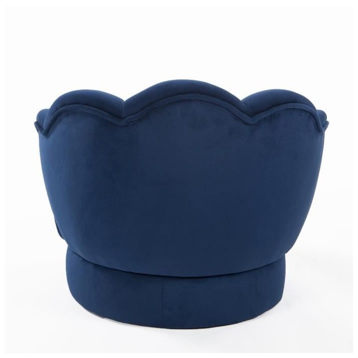 Fauteuil club enfant - Velours bleu nuit - Bois pin massif - L 47,5 x