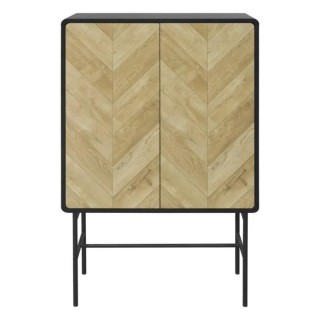 Bahut 2 portes - Bois et métal noir - L 80 x P 40 x H 122 - BROOKLYN