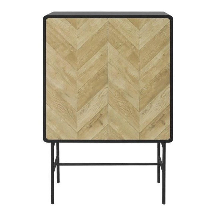 Bahut 2 portes - Bois et métal noir - L 80 x P 40 x H 122 - BROOKLYN