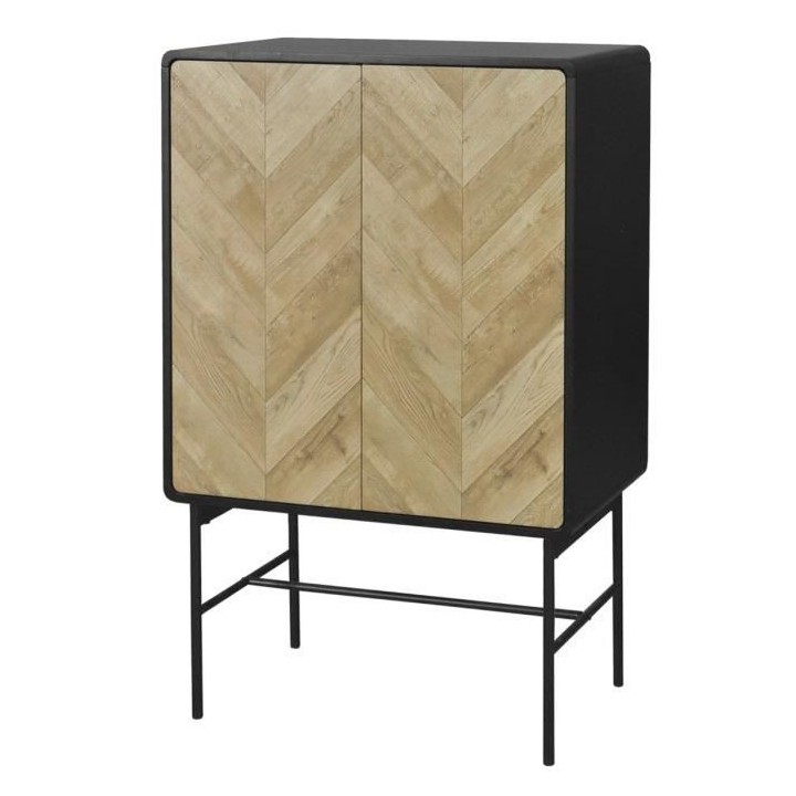 Bahut 2 portes - Bois et métal noir - L 80 x P 40 x H 122 - BROOKLYN