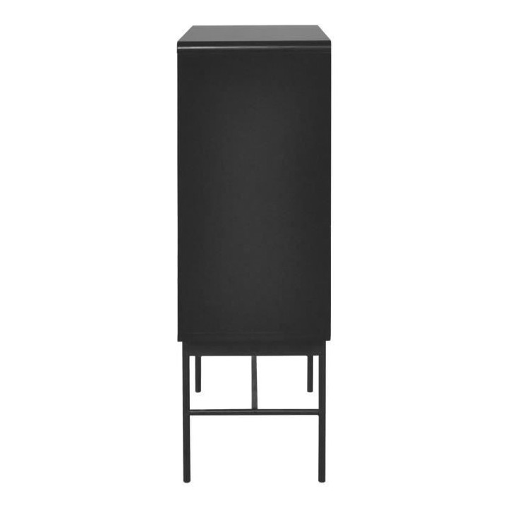 Bahut 2 portes - Bois et métal noir - L 80 x P 40 x H 122 - BROOKLYN